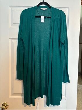 LOFT Teal Open Drape Longline Cardigan